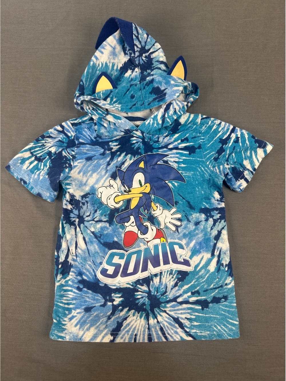 Sonic The Hedgehog Toddler Tie-Dye Hooded T-Shirt Size 4